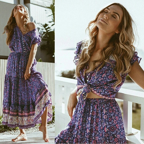 Spell Bravehearts dahlia maxi skirt purple haze M - Picture 6 of 8